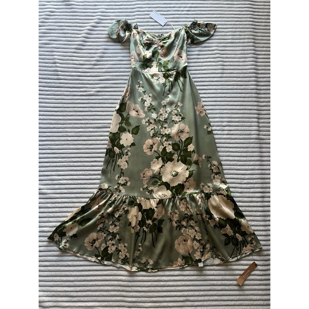 Reformation Sianna Silk Dress in Tarragon - Picture 6 of 13